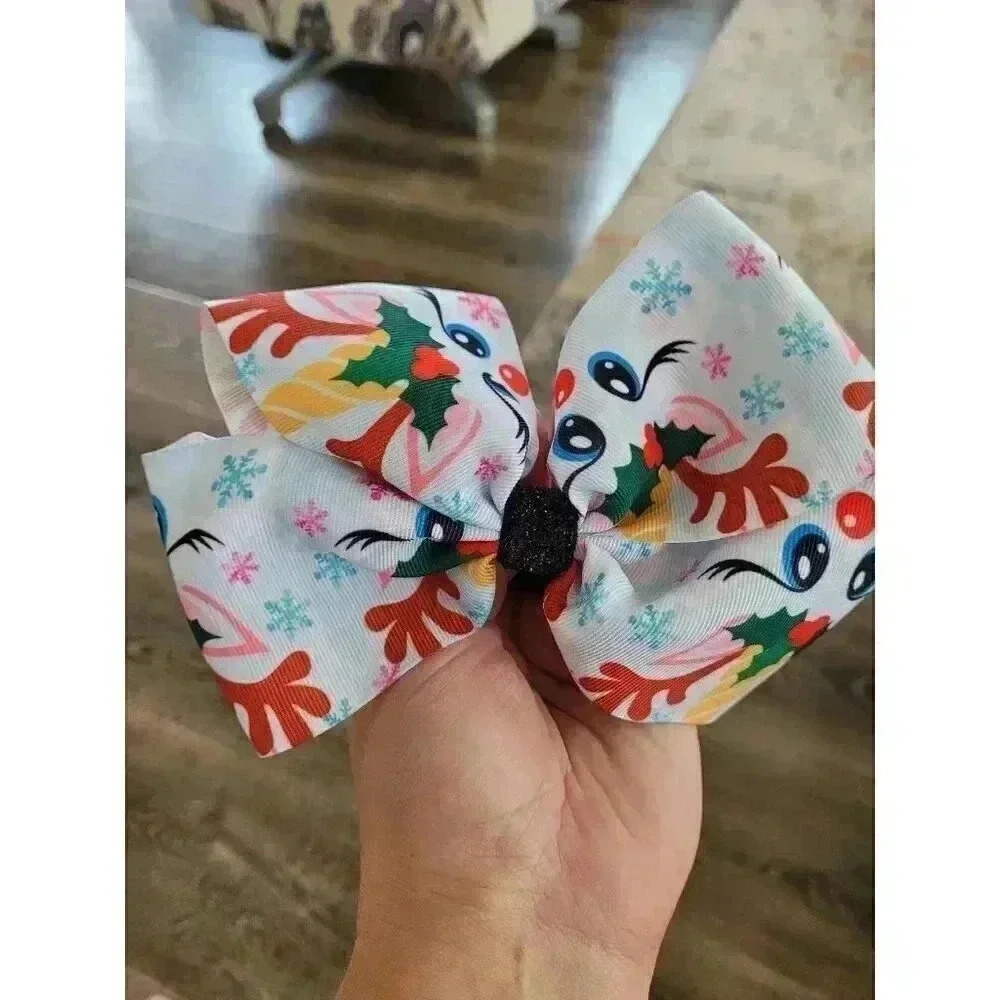 Girls Christmas bow with hair tie #3‎